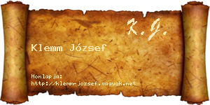 Klemm József névjegykártya